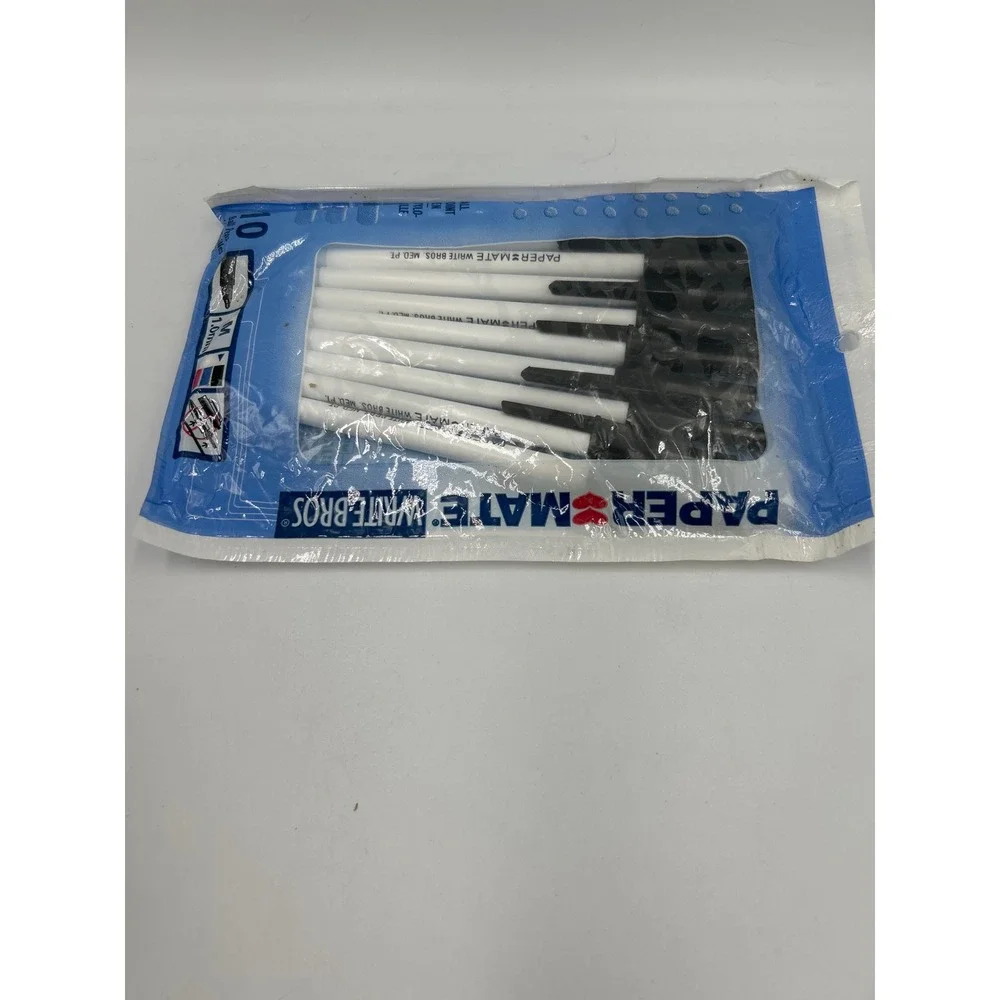 Paper Mate Write Bros Ballpoint Pens 10 Pack Black Ink Medium 1.0mm Vintage 2001